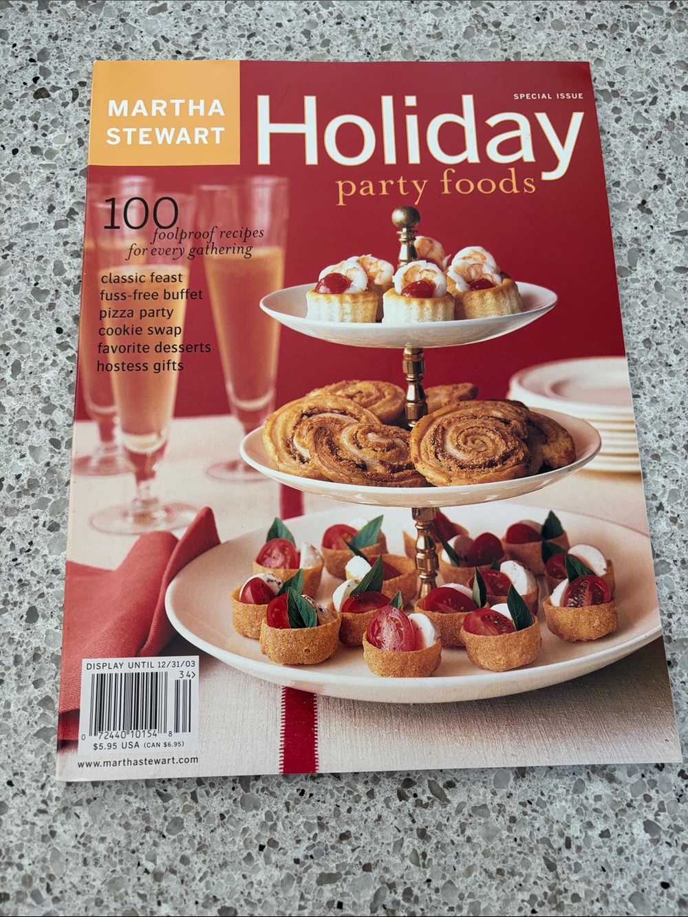 Martha Stewart Holiday Party Foods - Red and Gold Cover 12/31/03